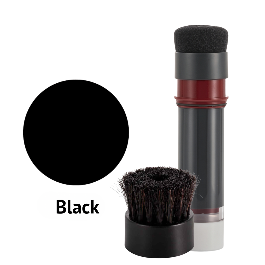 Black refill for motorised leather care kit with replacement horsehair brush