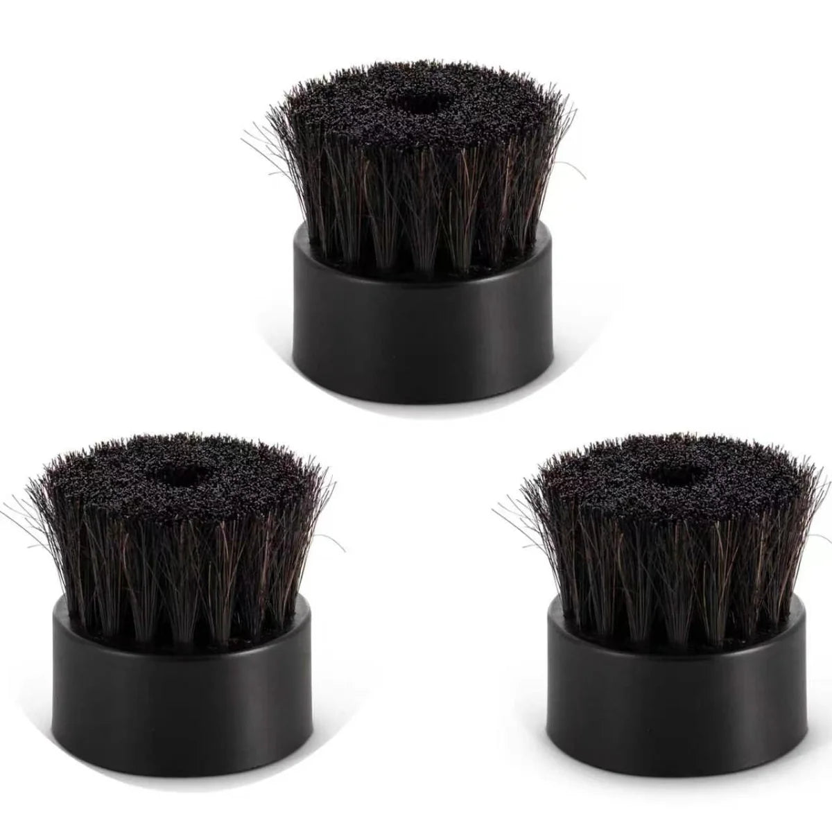 Three replacement horsehair brush heads for the Buff & Bloom polisher