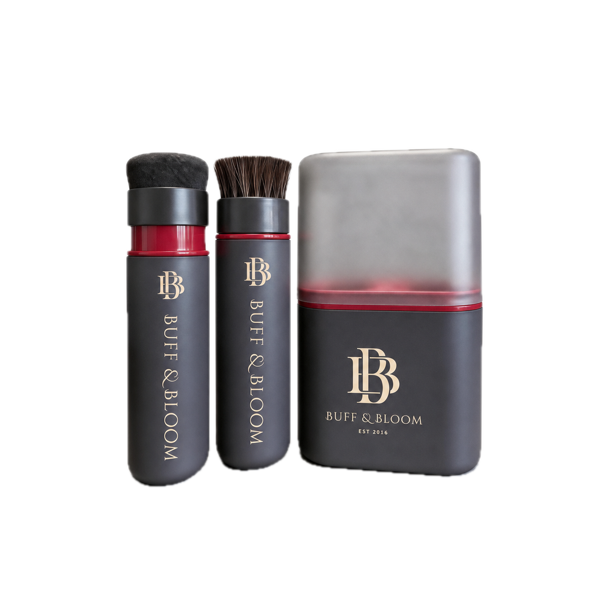 Buff & Bloom shoe care kit with brush, applicator and storage case