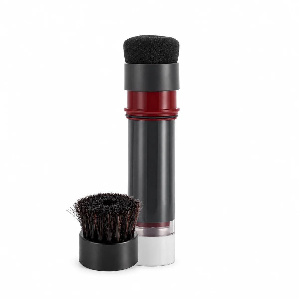Italian shoe cream refill and replacement horsehair brush on a white background